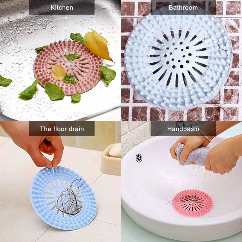 Hair Drain Catcher Durable Silicone Hair Stopper Shower Drain Covers 5 Pack New